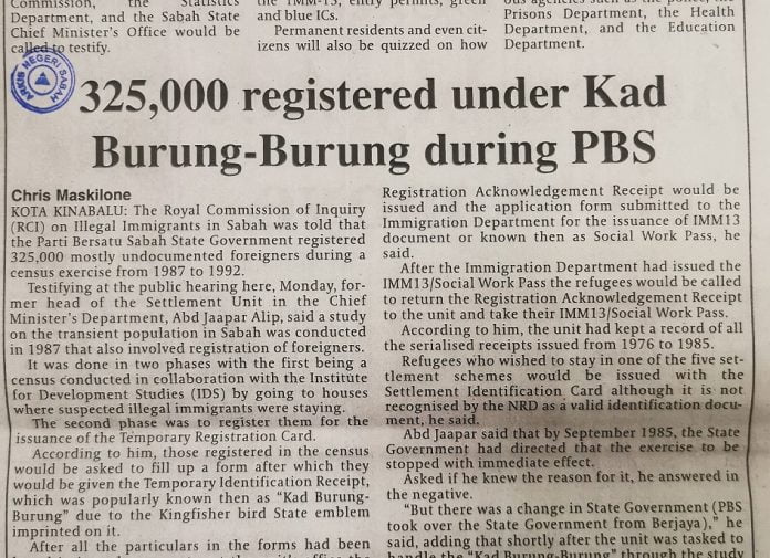 Sabah has historical precedence in illegal registration.